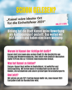 Kassel soll Gastgeberstadt der Bundesfeier 2031 werden